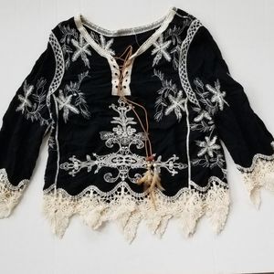 Flare Cuff Floral Black